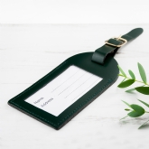 Thumbnail 3 - Personalised Green Foiled Leather Luggage Tag