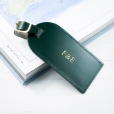 Thumbnail 7 - Personalised Green Foiled Leather Luggage Tag