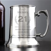 Thumbnail 1 - Age Crest Personalised 21 Stainless Steel Tankard
