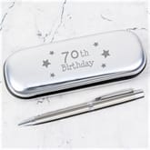 Thumbnail 1 - 70th Birthday Engraved Pen Case and Ballpoint
