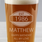 Thumbnail 2 - Personalised 40th Birthday Year Pint Glass