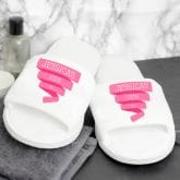 Thumbnail 1 - Personalised Pink Banner Ladies Slippers