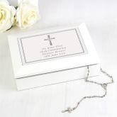 Thumbnail 1 - Personalised Silver Cross White Wooden Keepsake Box