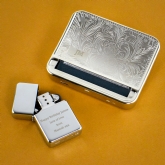 Thumbnail 1 - Personalised Tobacco Tin And Silver Lighter Set