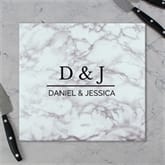 Thumbnail 1 - Personalised Marble Effect Glass Chopping Board/Worktop Saver