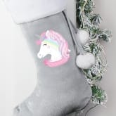 Thumbnail 2 - Personalised Christmas Unicorn Luxury Silver Grey Stocking