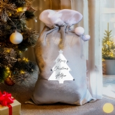 Thumbnail 1 - Personalised Christmas Tree Luxury Silver Grey Pom Pom Sack