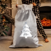 Thumbnail 2 - Personalised Christmas Tree Luxury Silver Grey Pom Pom Sack