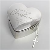 Thumbnail 1 - Personalised Christening Heart Trinket Box & Cross Necklace Set