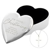 Thumbnail 2 - Personalised Christening Heart Trinket Box & Cross Necklace Set
