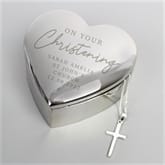 Thumbnail 3 - Personalised Christening Heart Trinket Box & Cross Necklace Set