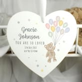 Thumbnail 3 - Personalised Teddy & Balloons White Wooden Heart