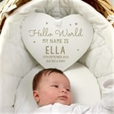 Thumbnail 2 - Personalised Hello World Large Wooden Heart Decoration