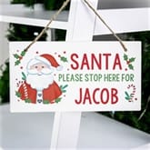 Thumbnail 1 - Personalised Santa Stop Here Wooden Sign  