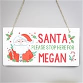 Thumbnail 2 - Personalised Santa Stop Here Wooden Sign  