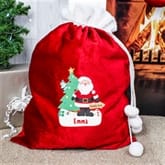 Thumbnail 1 - Personalised Santa Luxury Pom Pom Red Sack