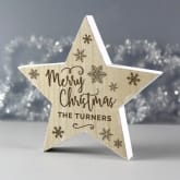 Thumbnail 2 - Personalised Merry Christmas Rustic Wooden Star Decoration