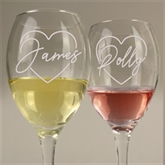 Thumbnail 2 - Personalised Names in Hearts Wine Glass Set for Couples