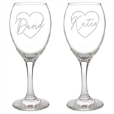 Thumbnail 4 - Personalised Names in Hearts Wine Glass Set for Couples