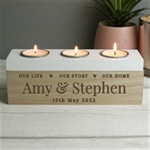 Thumbnail 1 - Personalised Our Life, Story & Home Triple Tea Light Holder
