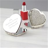 Thumbnail 2 - Personalised Diamante Heart Compact Mirror