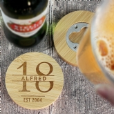 Thumbnail 11 - Personalised Pint Glass & Bamboo Bottle Opener Coaster Sets