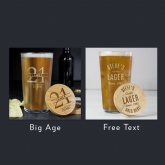 Thumbnail 12 - Personalised Pint Glass & Bamboo Bottle Opener Coaster Sets