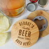 Thumbnail 4 - Personalised Pint Glass & Bamboo Bottle Opener Coaster Sets