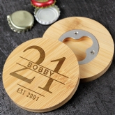 Thumbnail 1 - Personalised Big Age Bamboo Bottle Opener Coaster