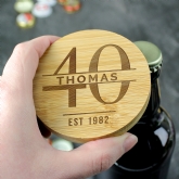 Thumbnail 2 - Personalised Big Age Bamboo Bottle Opener Coaster