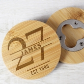 Thumbnail 4 - Personalised Big Age Bamboo Bottle Opener Coaster