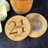 Thumbnail 6 - Personalised Big Age Bamboo Bottle Opener Coaster