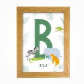 Thumbnail 3 - Personalised Safari Animals Initial A4 Oak Framed Print