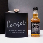 Thumbnail 1 - Personalised Hipflask and Whiskey Miniature Set