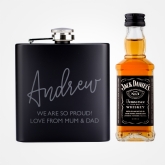 Thumbnail 3 - Personalised Hipflask and Whiskey Miniature Set