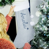 Thumbnail 1 - Personalised Name Silver Grey Christmas Stocking