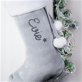 Thumbnail 2 - Personalised Name Silver Grey Christmas Stocking
