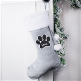 Thumbnail 1 - Personalised Paw Print Silver Grey Christmas Stocking