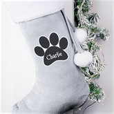 Thumbnail 2 - Personalised Paw Print Silver Grey Christmas Stocking