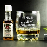 Thumbnail 2 - Personalised Full of Christmas Spirit Tumbler Glass & Jim Beam Miniature Set