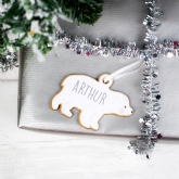 Thumbnail 2 - Personalised Set of 4 Polar Bear Family Wooden Hanging Christmas Decorations