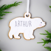 Thumbnail 5 - Personalised Set of 4 Polar Bear Family Wooden Hanging Christmas Decorations