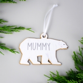 Thumbnail 6 - Personalised Set of 4 Polar Bear Family Wooden Hanging Christmas Decorations