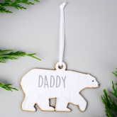 Thumbnail 7 - Personalised Set of 4 Polar Bear Family Wooden Hanging Christmas Decorations