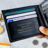 Thumbnail 1 - Personalised Free Text Black Leather Wallet