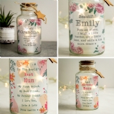 Thumbnail 1 - Personalised Floral LED Glass Jars