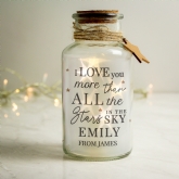 Thumbnail 1 - Personalised I Love You More... LED Glass Jar