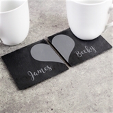 Thumbnail 1 - Personalised Two Hearts Slate Coaster Set