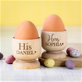 Thumbnail 3 - Personalised Couples Wooden Egg Cup Set