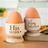 Thumbnail 4 - Personalised Couples Wooden Egg Cup Set